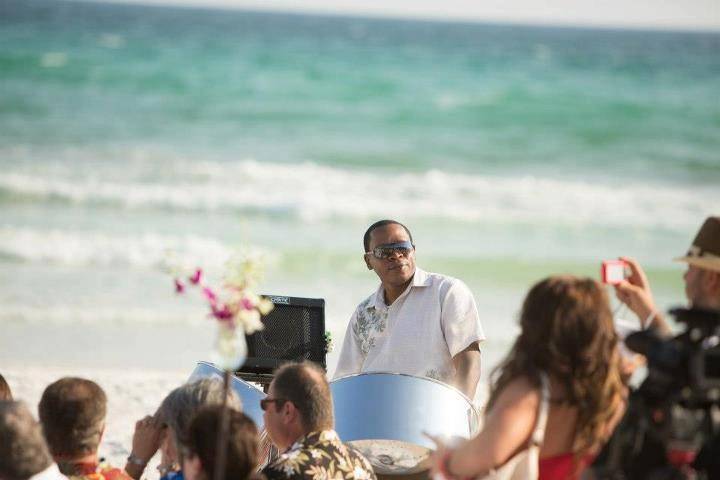 Steel Drum Player at Beach Wedding Ceremony in Destin Florida.