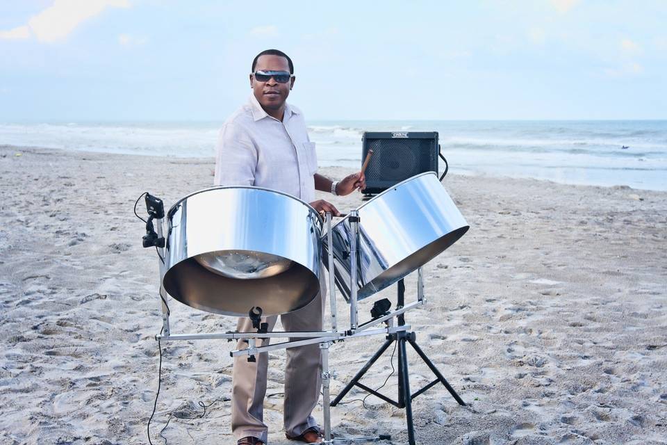 Steel Drum Band at Beach Wedding Ceremony in Cocoa Beach Florida.