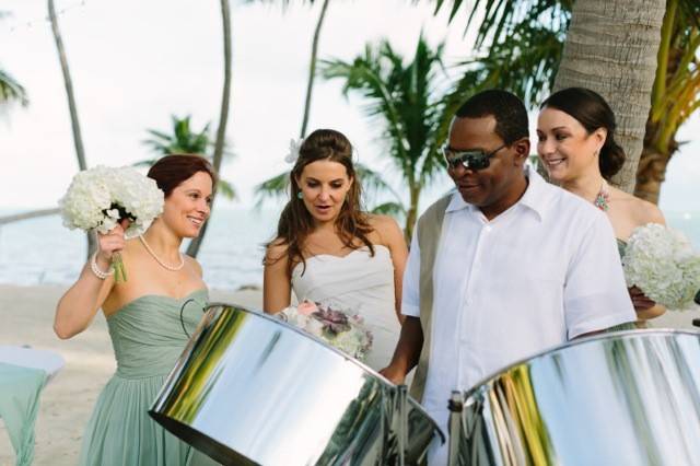 Steel Drum Band at beach wedding ceremony in Islamorada Florida.