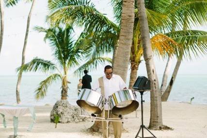 Steel Drum Player at Beach Wedding Ceremony in Islamorada Florida.