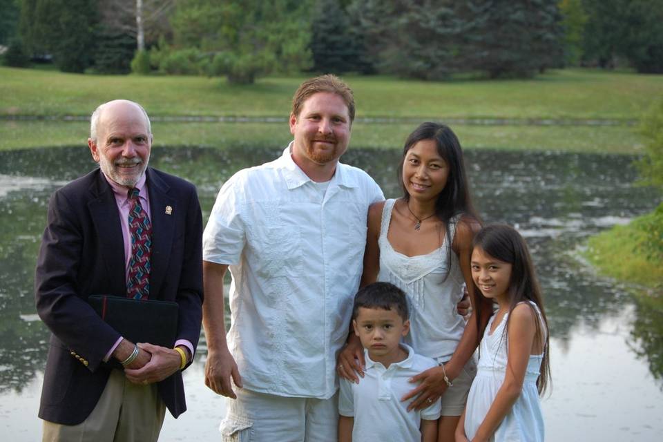 Family with the officiant