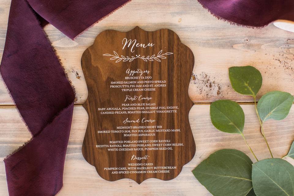 Rustic menu list