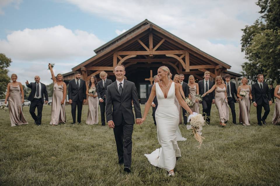 Bridal party in the yard