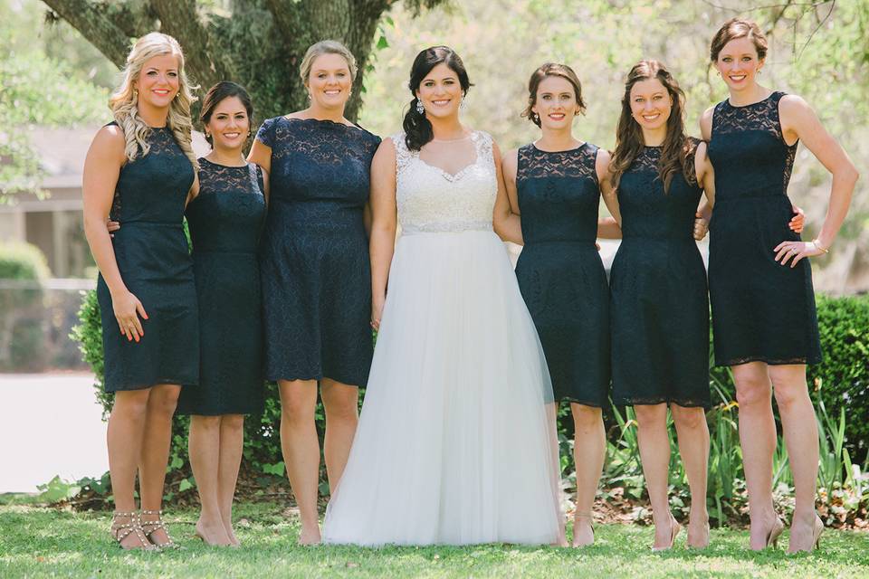 Bride and her bridesmaids