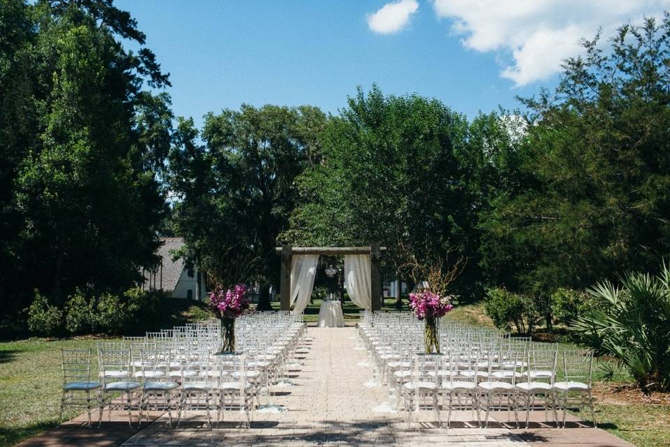 Outdoor wedding setup