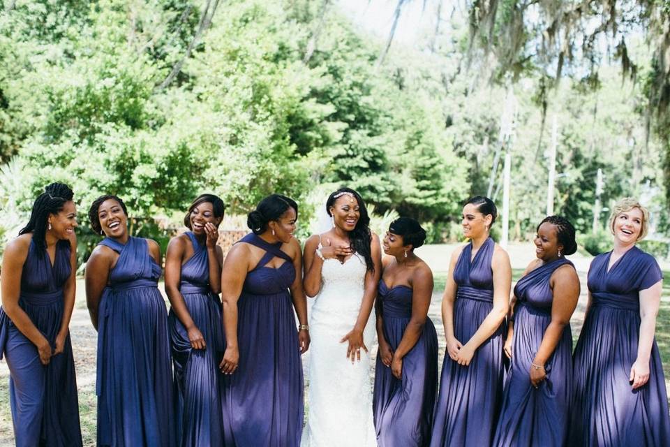 Bride and her bridesmaids