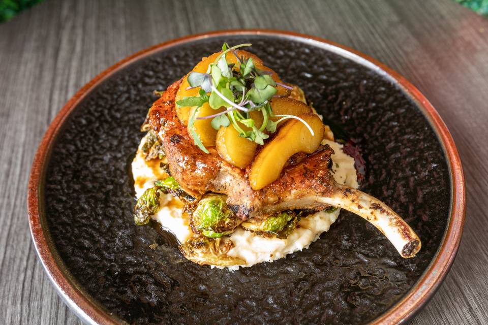 Apple bourbon pork chop