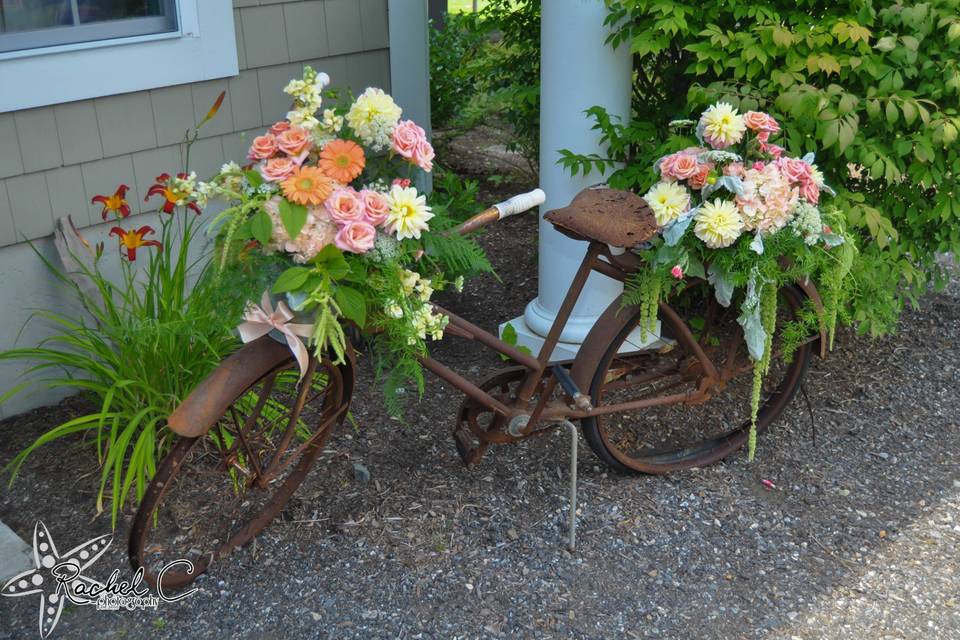 Bouquets on a bike