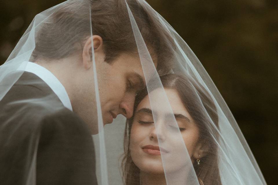 Bride & groom under the veil