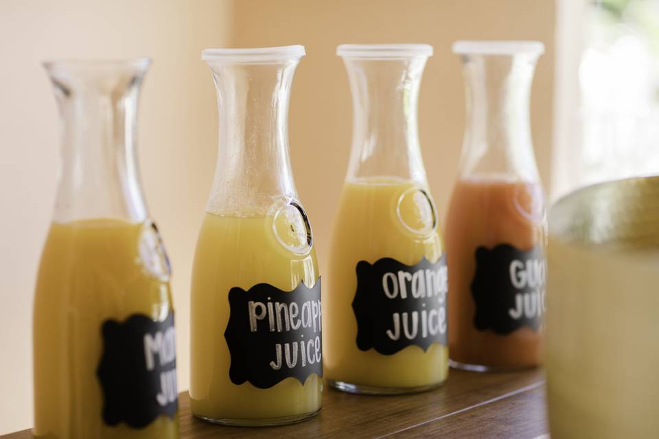 Juice options for mimosas