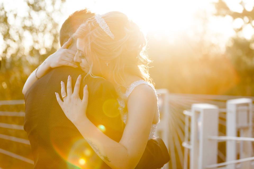 Hug bride groom