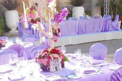 Customized cake table with cake, Rancho Las Lomas outdoor reception