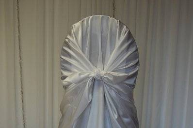 Silver tie-back chair cover