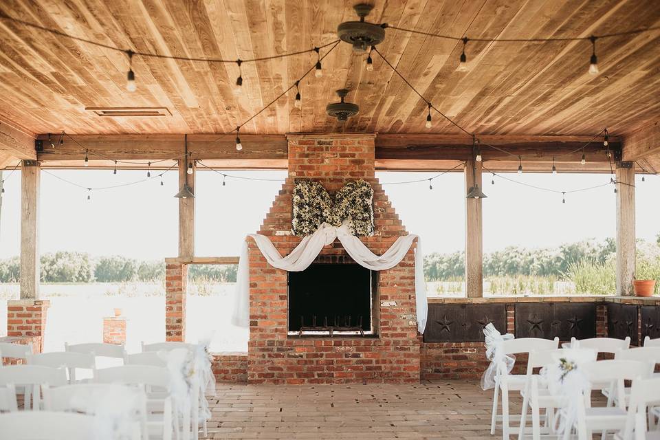 Wedding under outdoor patio