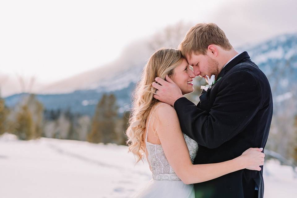 Snowy Bridal Session in Tetons