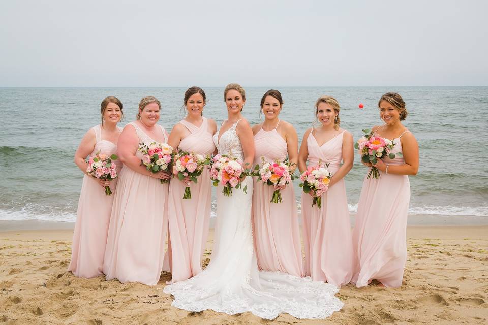 Beach Bride and Bridesmaids