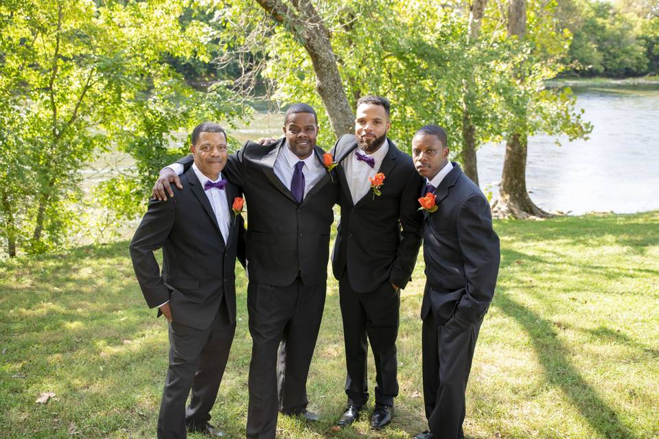 Wedding party by the water