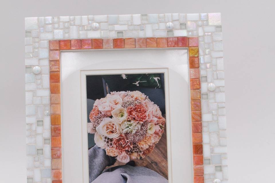 Peach/coral wedding frame