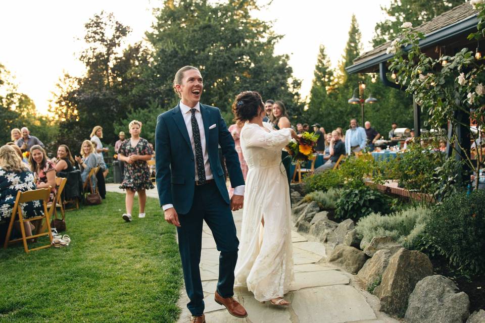 Reception on the front lawn