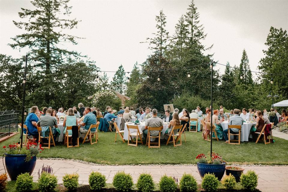 Reception on the front lawn