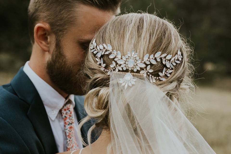 Bridal updo with comb