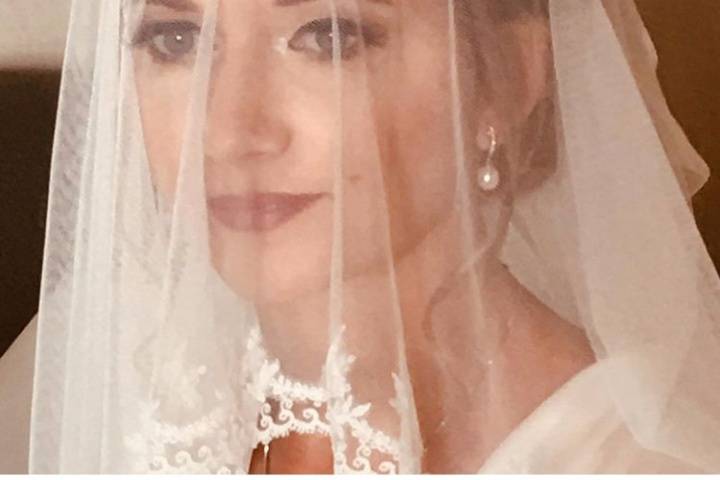 Traditional look behind a wedding veil
