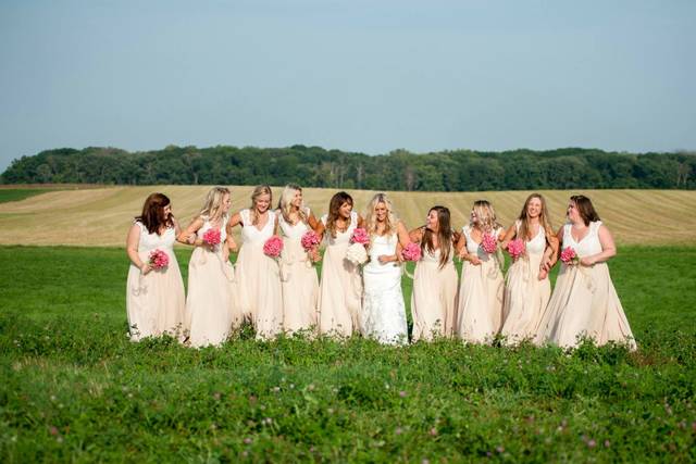 Bride and her bridesmaids