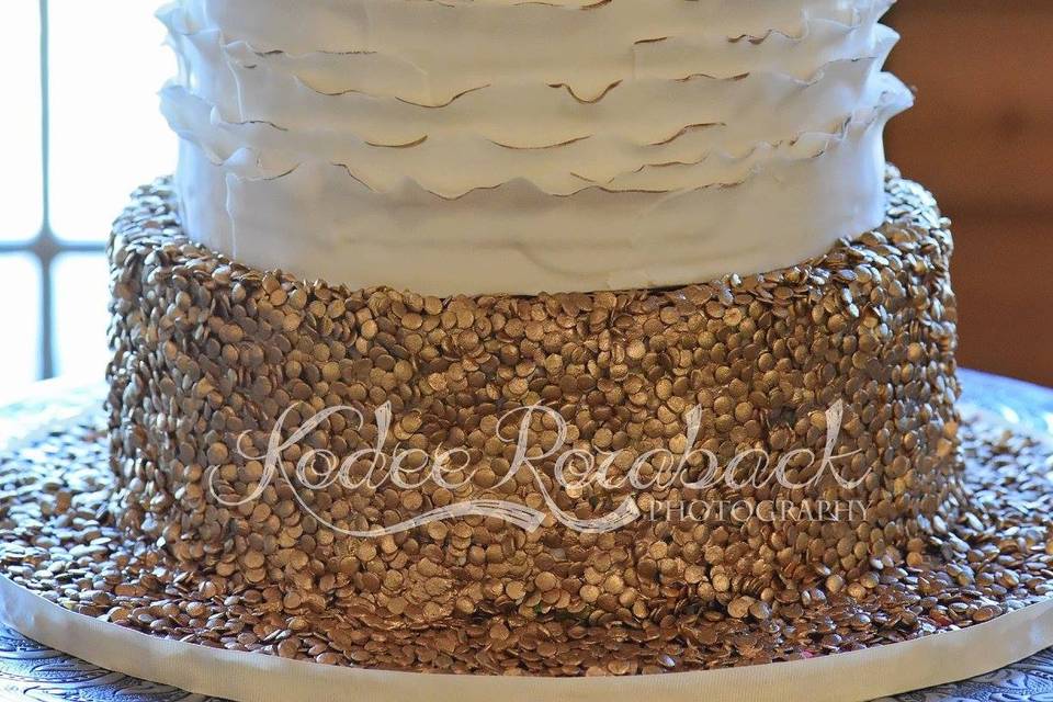 Chic ruffle wedding cake in Houston Texas