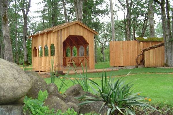 Handcrafted Covered Bridge in Scotts Mills City Park, located on First Street, reminiscent of the original covered bridge over Butte Creek.