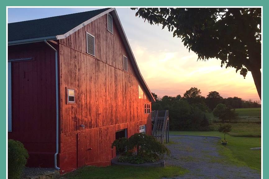 Abundance Hill barn at sunset