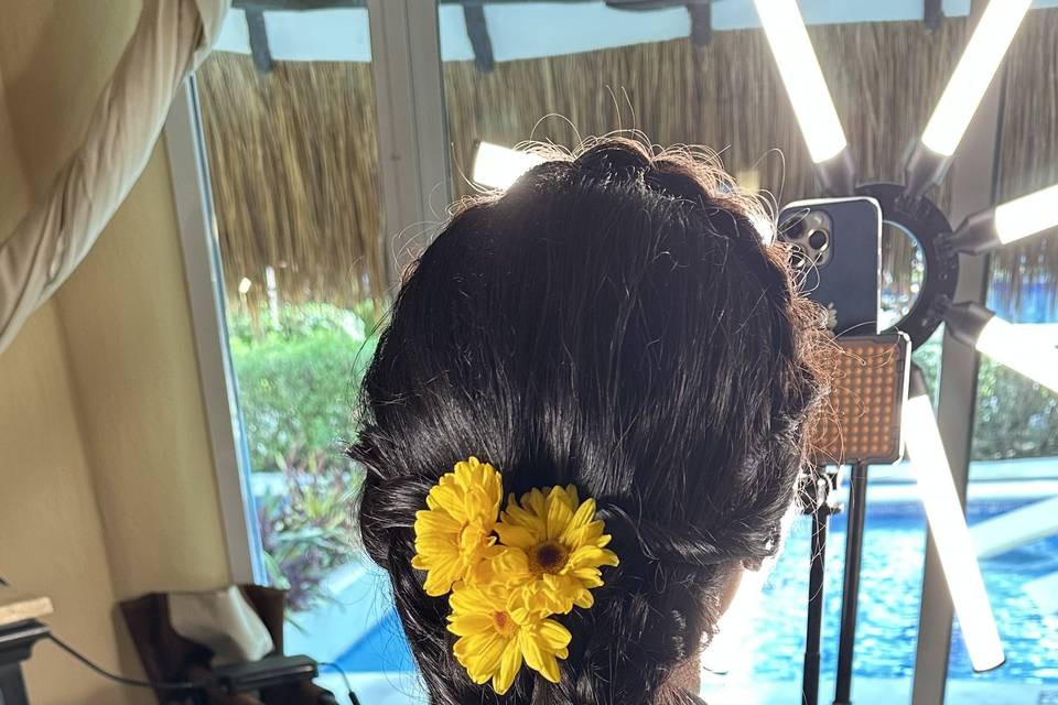 Hairstyle braided flowers