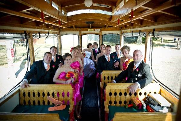 The couple together with their bridesmaids and groomsmen