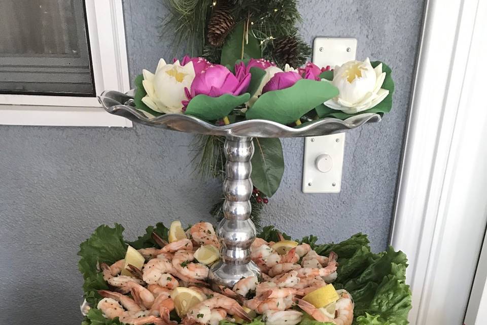 Jumbo shrimp cocktail tower