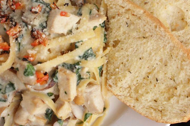 Grilled chicken fettuccini