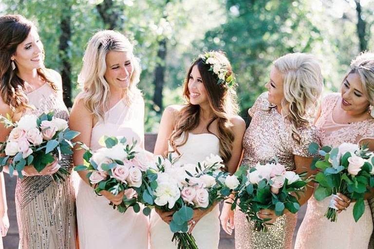 Bride with bridesmaids