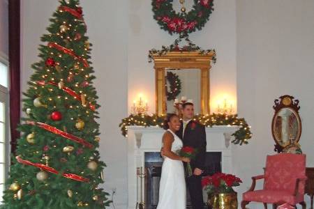 When you have a wedding during the holiday season, many venues are decorated in grand fashion!