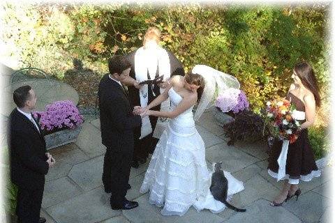 Taia loved when Stuart, the resident cat, came to the ceremony.