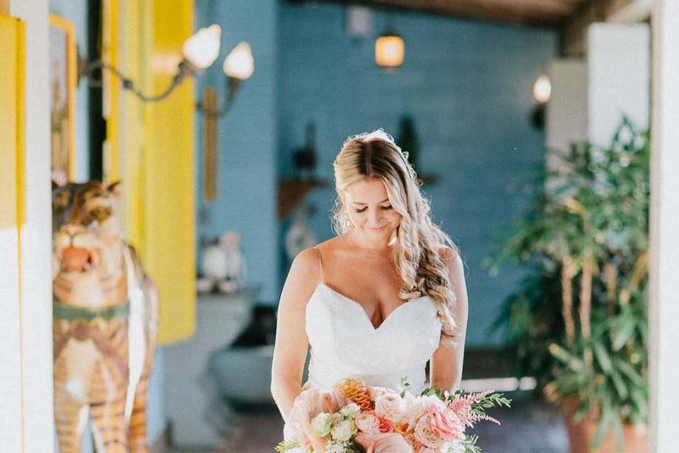 She loves her bouquet!