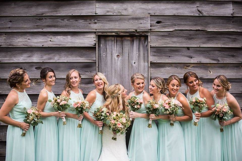 The bride and bridesmaids