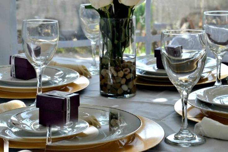 Table setup with centerpiece