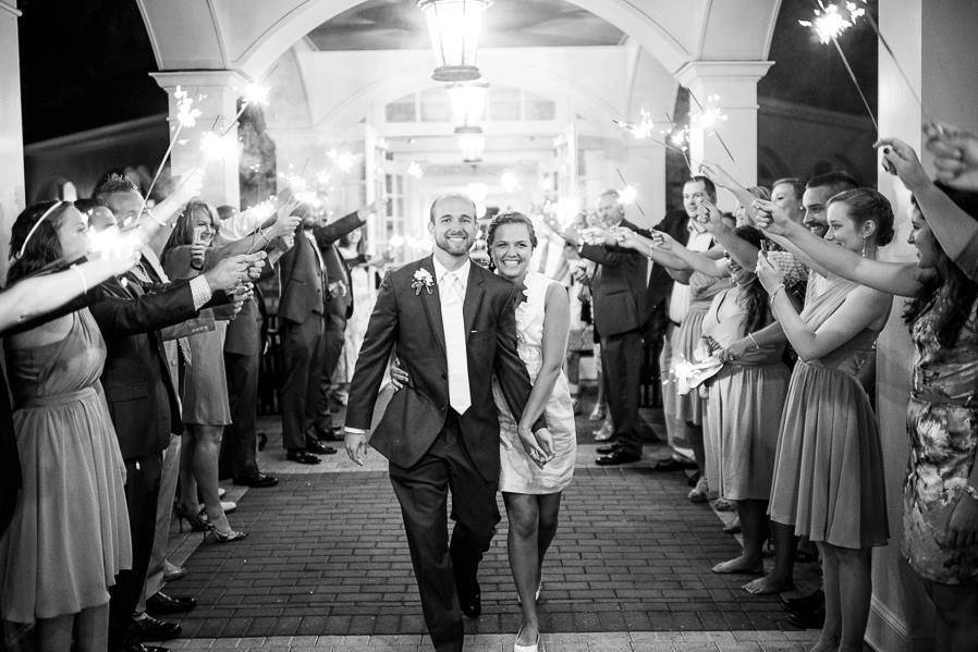 Couple's sparkler exit