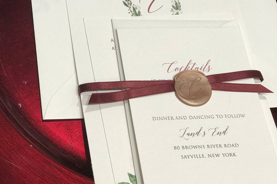 Floral invitation w/wax seal