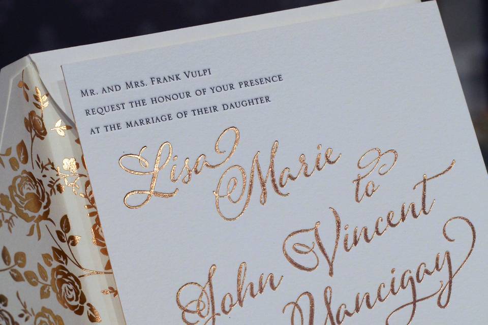 Letterpress and foil printed