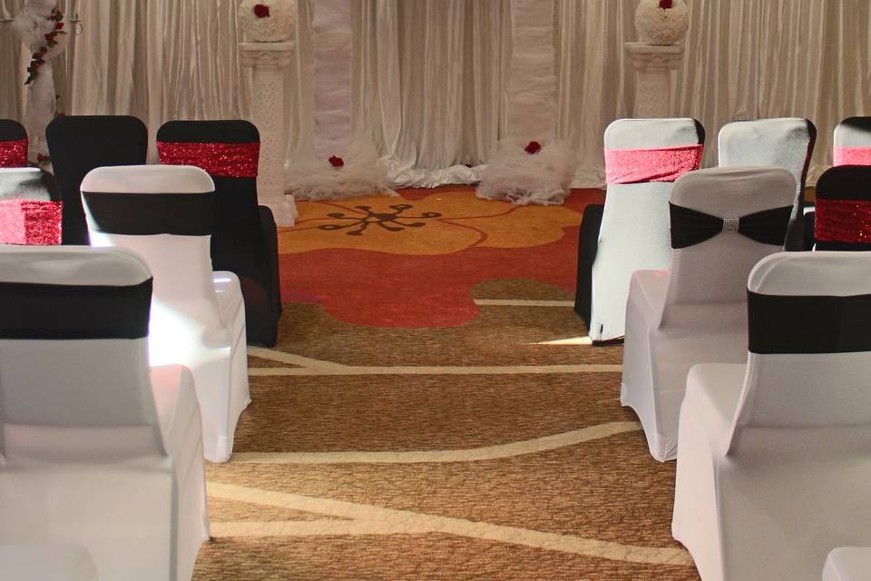 Wedding venue decoration and setup