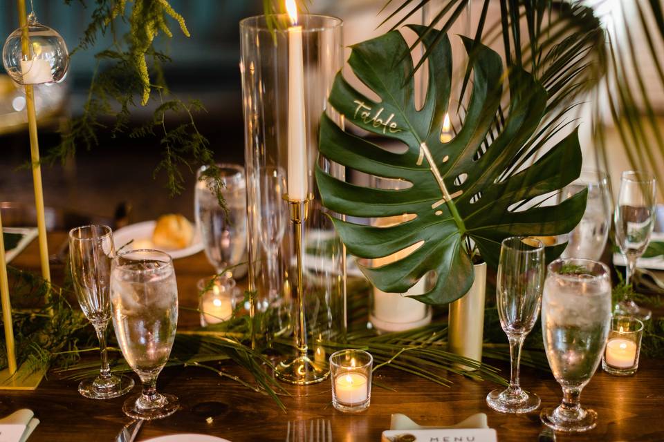 Tropical Leaf Table Numbers