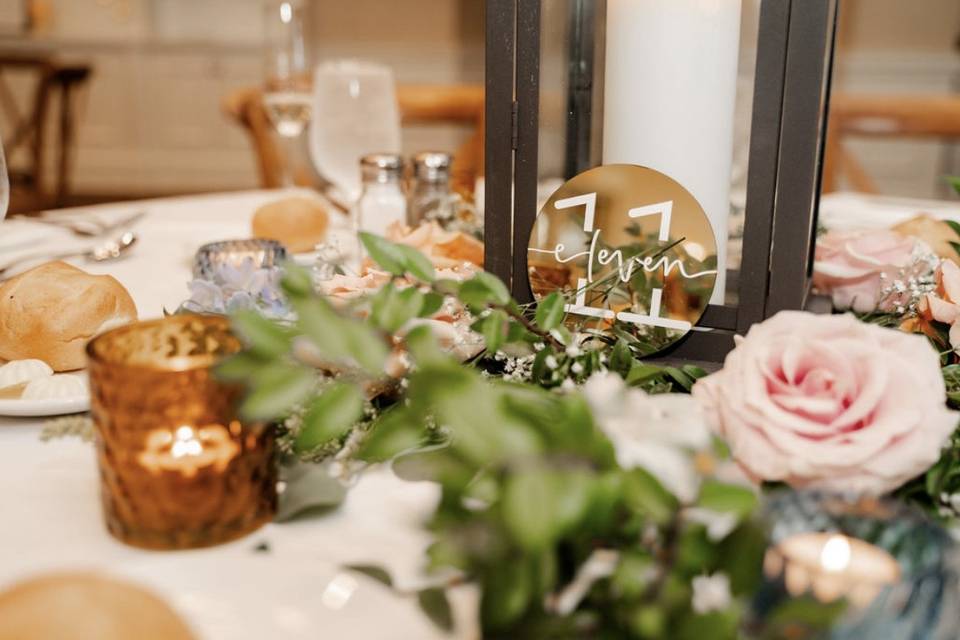 Gold Mirror Table Numbers