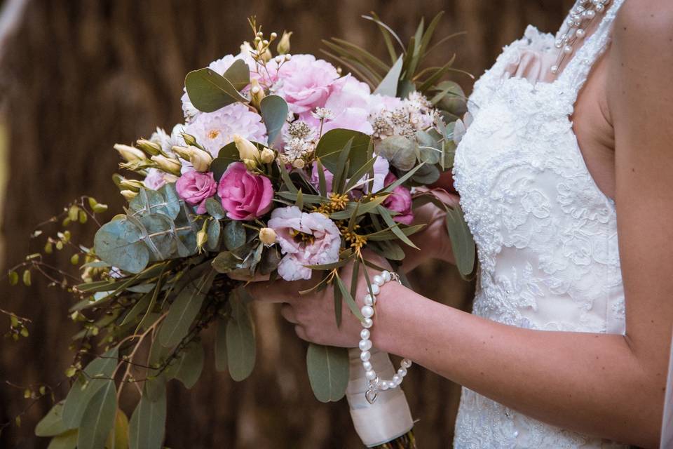 Bride holding flowers