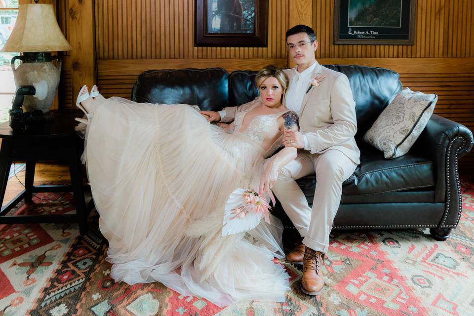 Bride and Groom at the Lodge