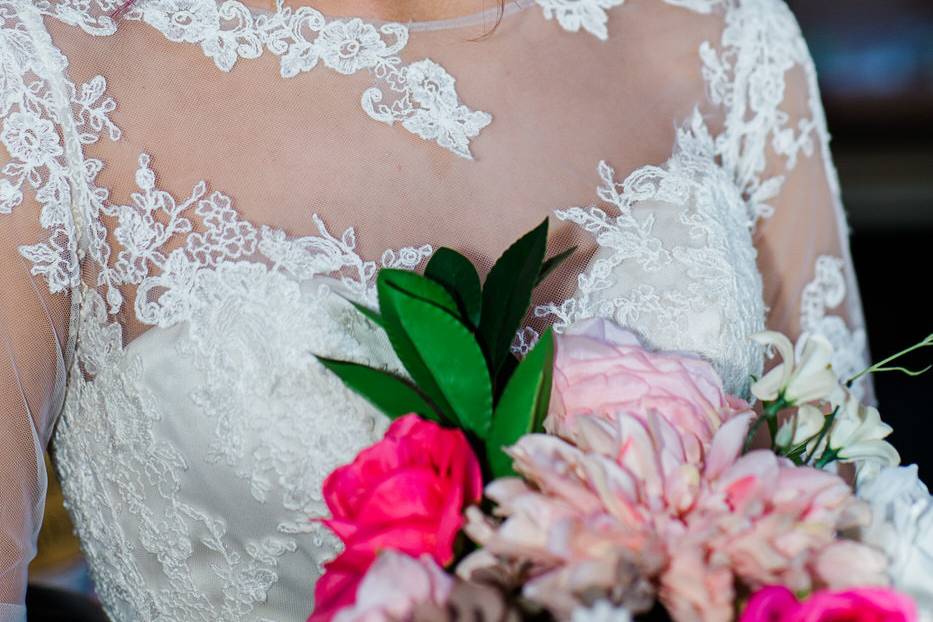 Beautiful bride, train station