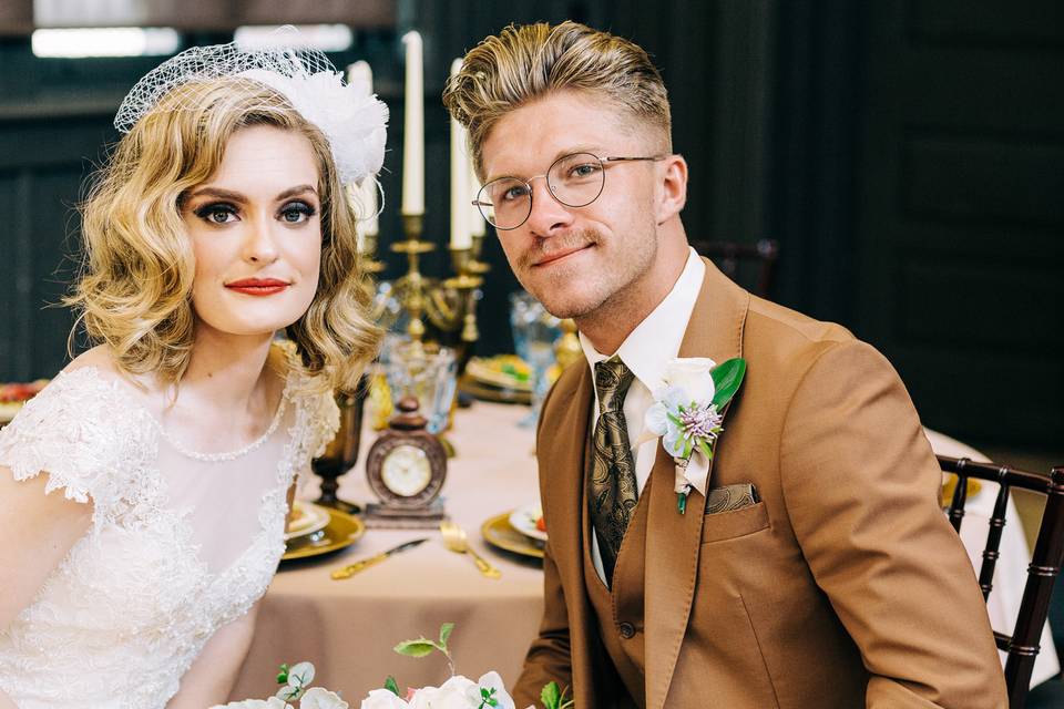 Vintage bride and groom